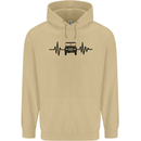 4X4 Heart Beat Pulse Off Road Roading Mens 80% Cotton Hoodie Sand
