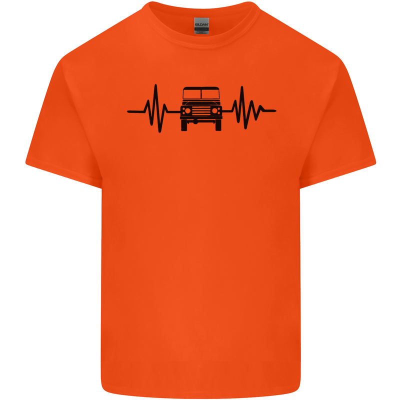 4X4 Heart Beat Pulse Off Road Roading Mens Cotton T-Shirt Tee Top Orange