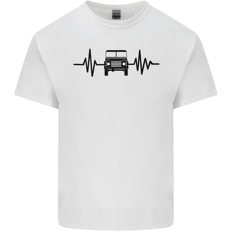 4X4 Heart Beat Pulse Off Road Roading Mens Cotton T-Shirt Tee Top White