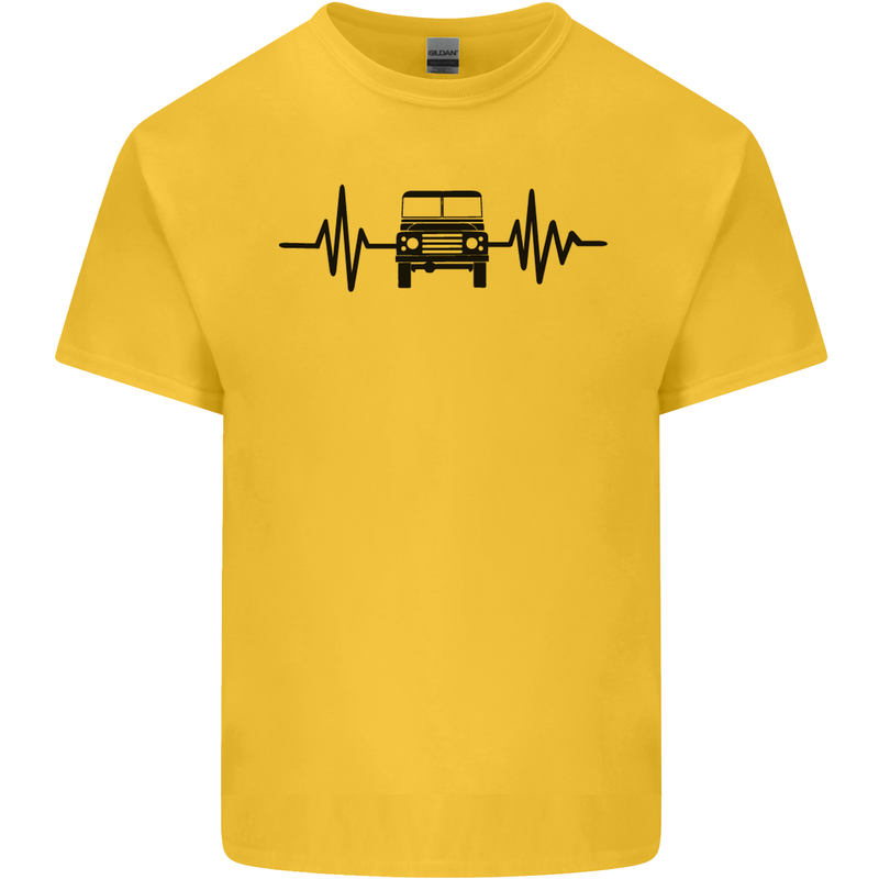 4X4 Heart Beat Pulse Off Road Roading Mens Cotton T-Shirt Tee Top Yellow