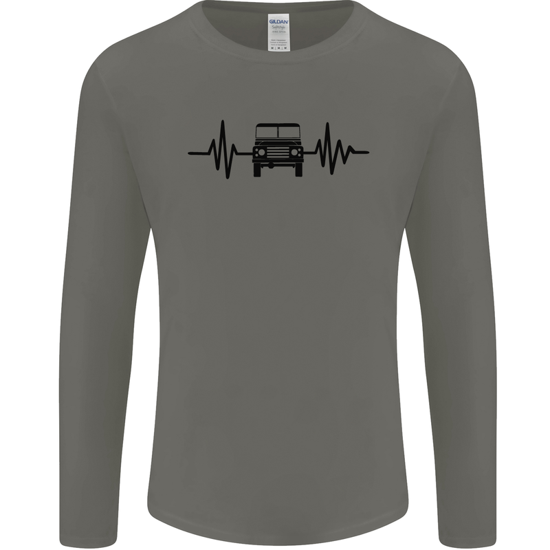 4X4 Heart Beat Pulse Off Road Roading Mens Long Sleeve T-Shirt Charcoal