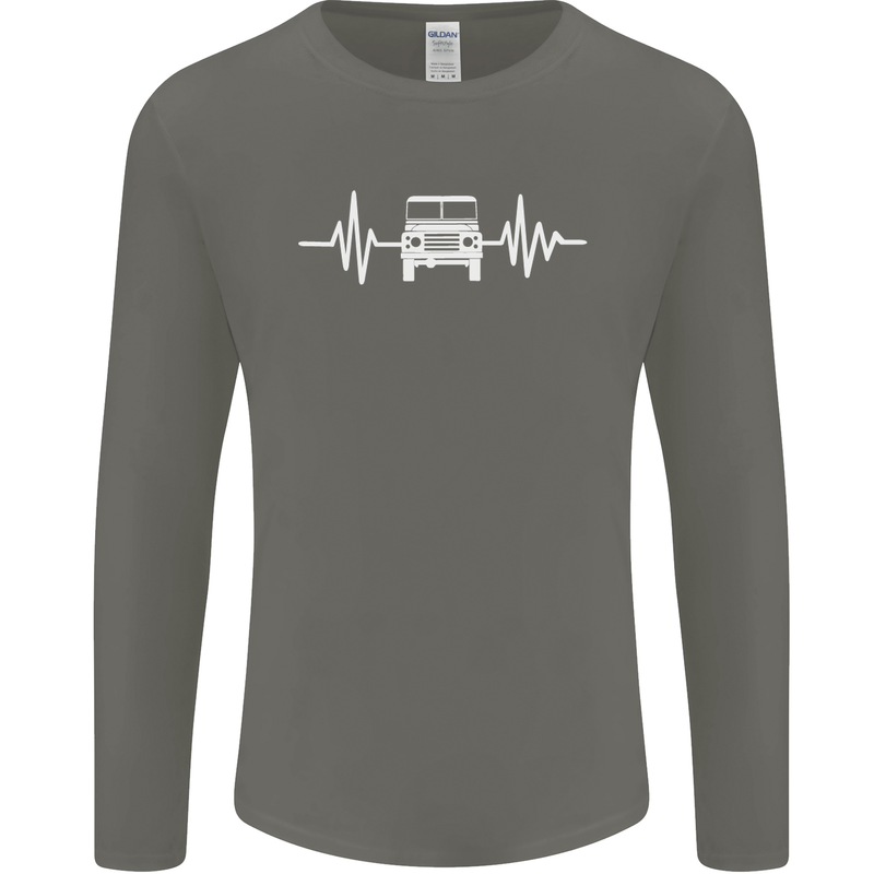 4X4 Heart Beat Pulse Off Road Roading Mens Long Sleeve T-Shirt Charcoal