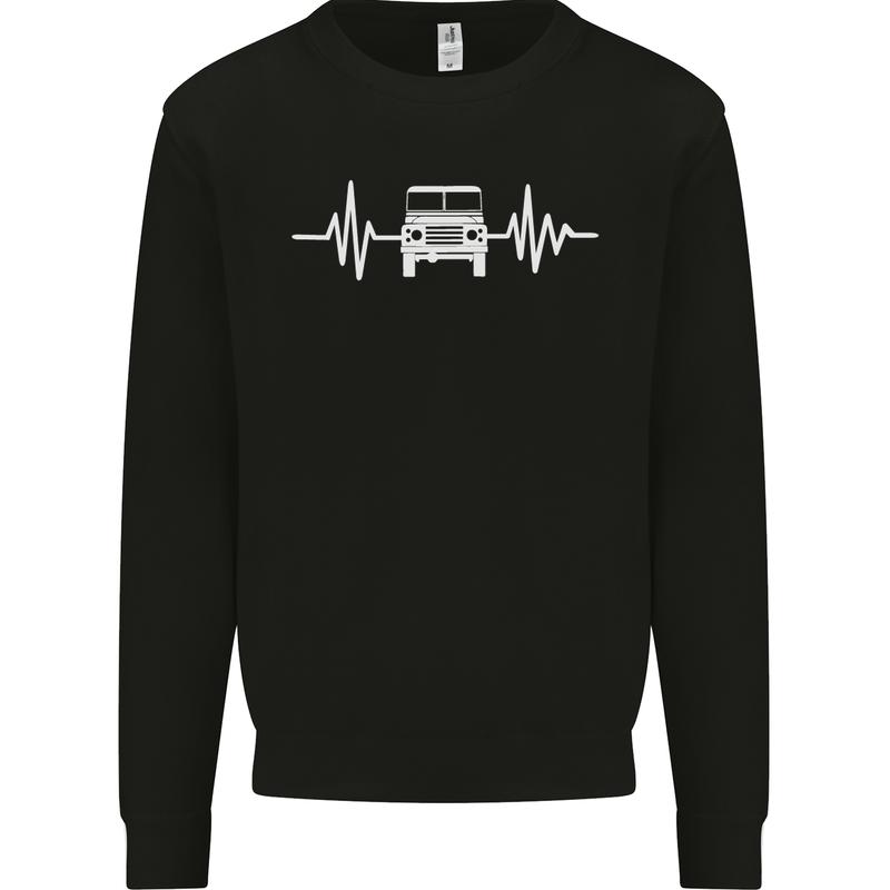 4X4 Heart Beat Pulse Off Road Roading Mens Sweatshirt Jumper Black
