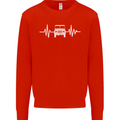 4X4 Heart Beat Pulse Off Road Roading Mens Sweatshirt Jumper Bright Red