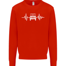 4X4 Heart Beat Pulse Off Road Roading Mens Sweatshirt Jumper Bright Red