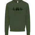 4X4 Heart Beat Pulse Off Road Roading Mens Sweatshirt Jumper Forest Green