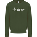4X4 Heart Beat Pulse Off Road Roading Mens Sweatshirt Jumper Forest Green