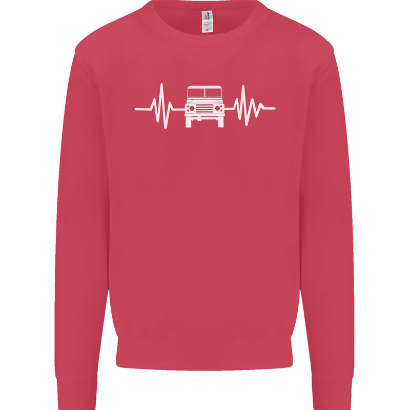 4X4 Heart Beat Pulse Off Road Roading Mens Sweatshirt Jumper Heliconia