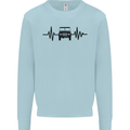 4X4 Heart Beat Pulse Off Road Roading Mens Sweatshirt Jumper Light Blue