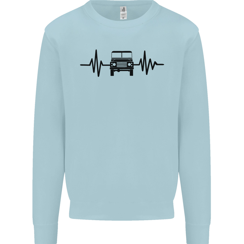 4X4 Heart Beat Pulse Off Road Roading Mens Sweatshirt Jumper Light Blue