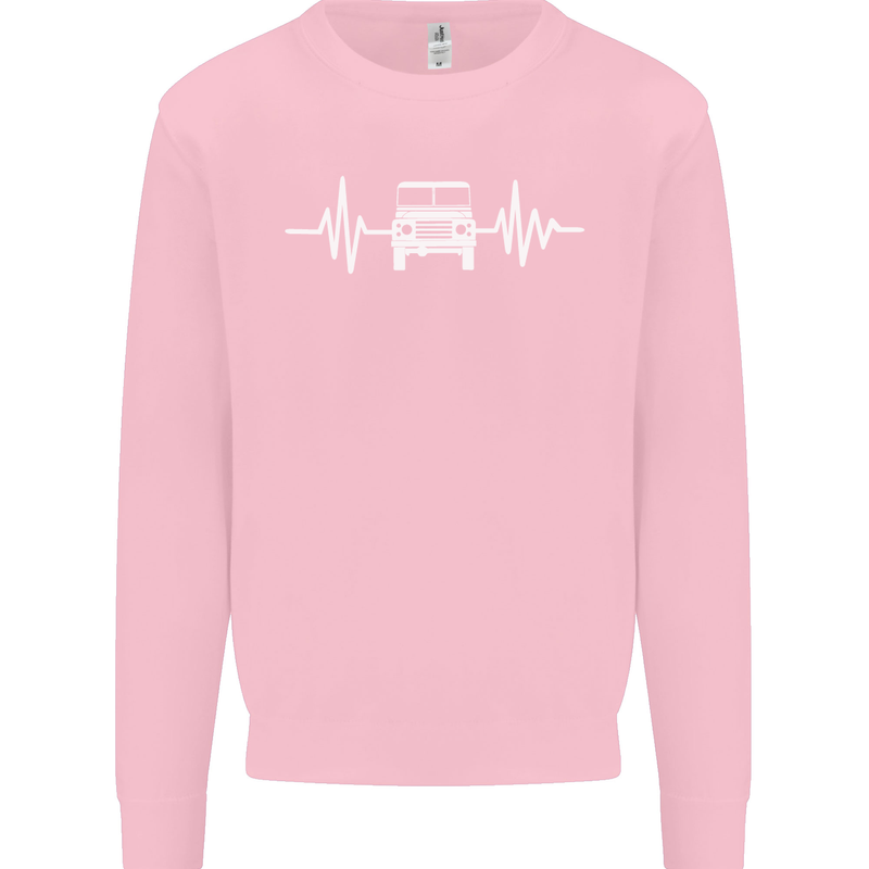4X4 Heart Beat Pulse Off Road Roading Mens Sweatshirt Jumper Light Pink