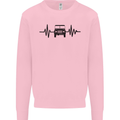4X4 Heart Beat Pulse Off Road Roading Mens Sweatshirt Jumper Light Pink