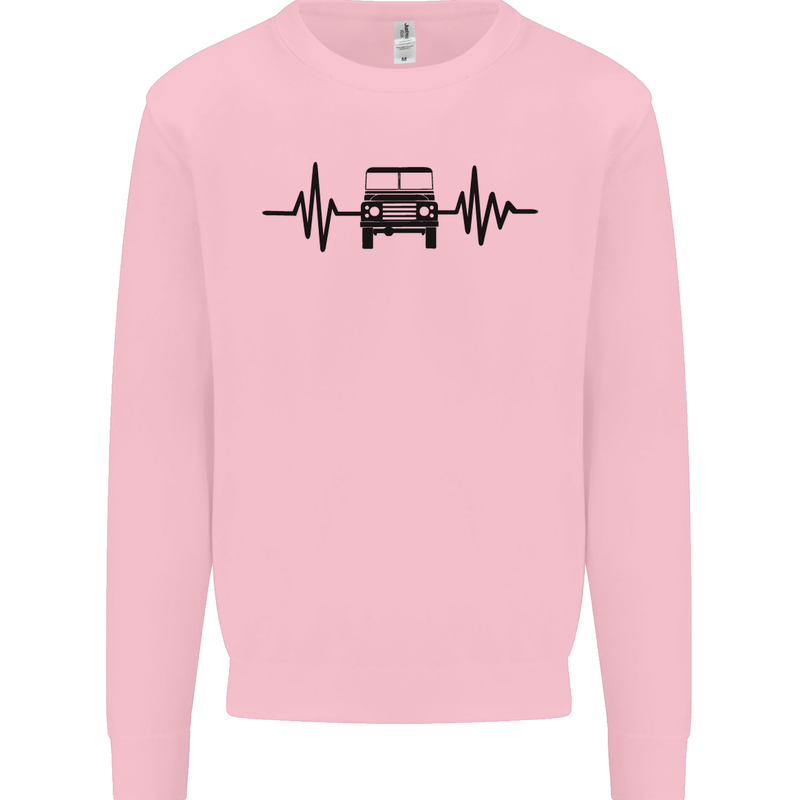 4X4 Heart Beat Pulse Off Road Roading Mens Sweatshirt Jumper Light Pink