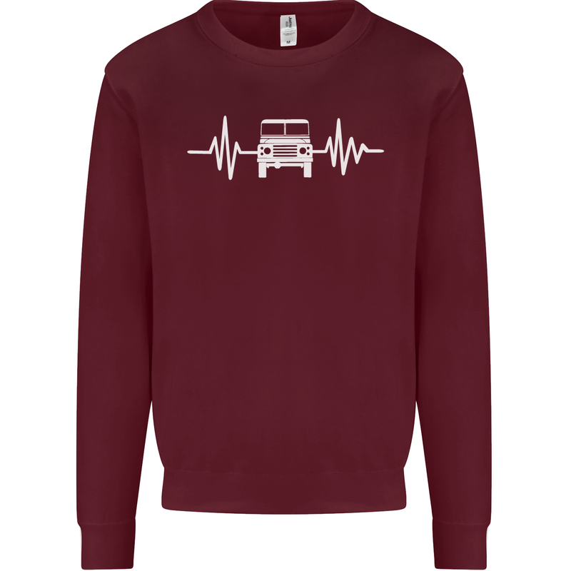4X4 Heart Beat Pulse Off Road Roading Mens Sweatshirt Jumper Maroon