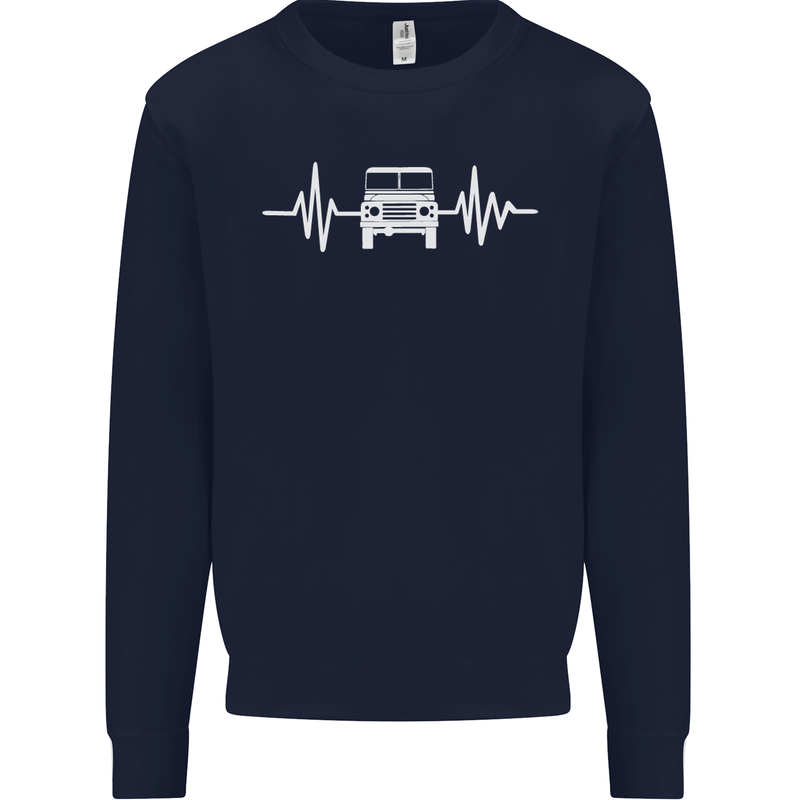 4X4 Heart Beat Pulse Off Road Roading Mens Sweatshirt Jumper Navy Blue