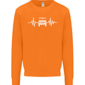 4X4 Heart Beat Pulse Off Road Roading Mens Sweatshirt Jumper Orange