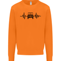 4X4 Heart Beat Pulse Off Road Roading Mens Sweatshirt Jumper Orange