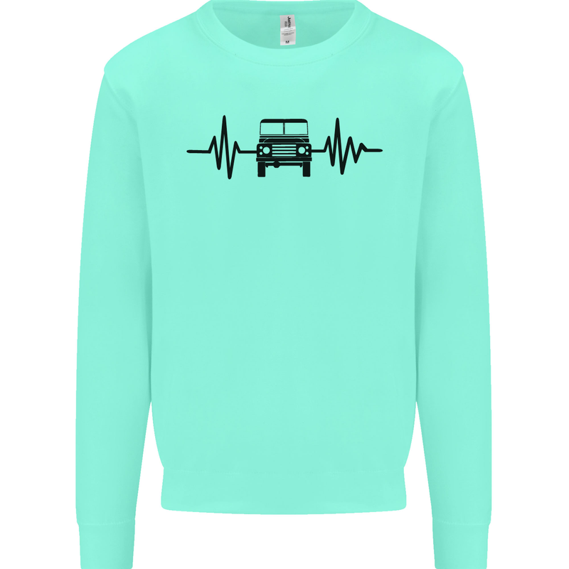 4X4 Heart Beat Pulse Off Road Roading Mens Sweatshirt Jumper Peppermint