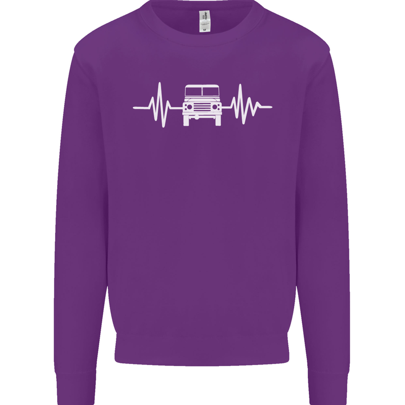 4X4 Heart Beat Pulse Off Road Roading Mens Sweatshirt Jumper Purple