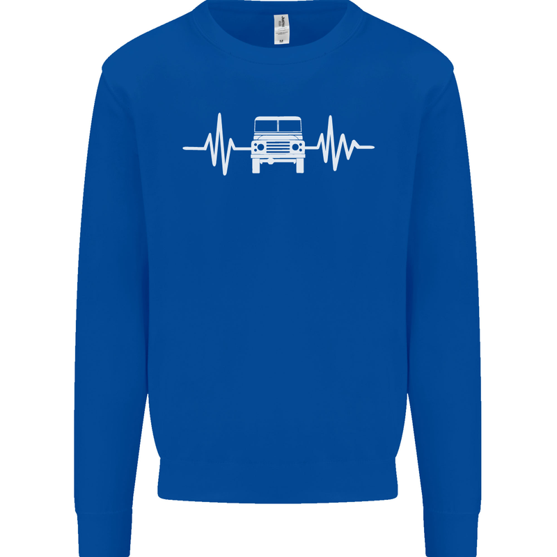4X4 Heart Beat Pulse Off Road Roading Mens Sweatshirt Jumper Royal Blue