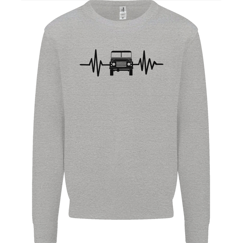 4X4 Heart Beat Pulse Off Road Roading Mens Sweatshirt Jumper Sports Grey