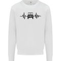 4X4 Heart Beat Pulse Off Road Roading Mens Sweatshirt Jumper White
