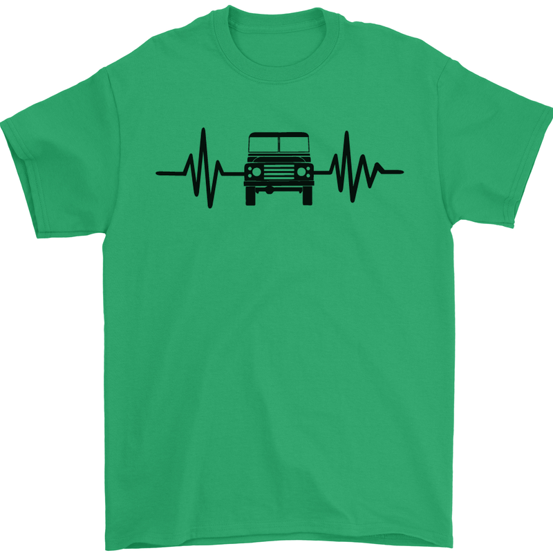 4X4 Heart Beat Pulse Off Road Roading Mens T-Shirt Cotton Gildan Irish Green