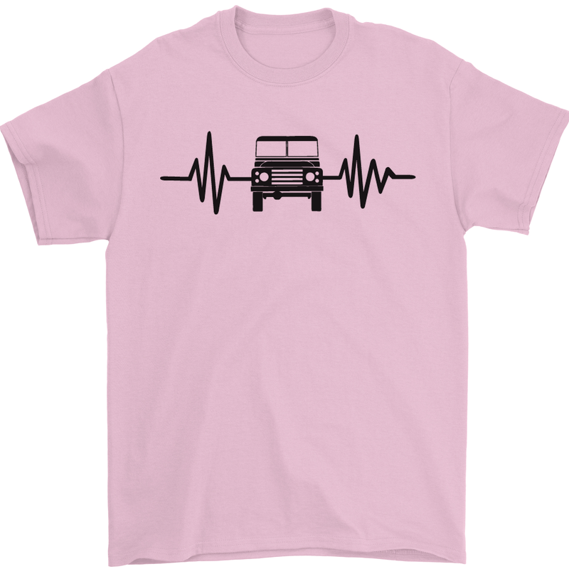 4X4 Heart Beat Pulse Off Road Roading Mens T-Shirt Cotton Gildan Light Pink