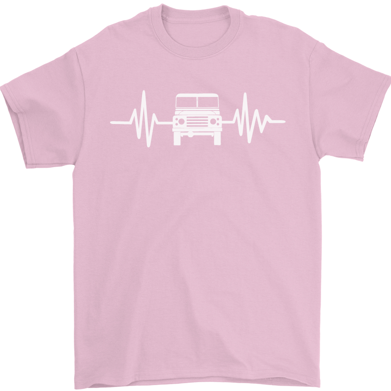 4X4 Heart Beat Pulse Off Road Roading Mens T-Shirt Cotton Gildan Light Pink