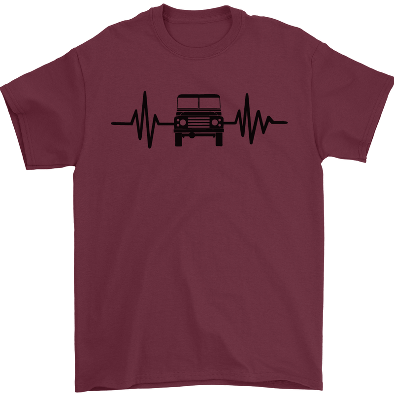 4X4 Heart Beat Pulse Off Road Roading Mens T-Shirt Cotton Gildan Maroon