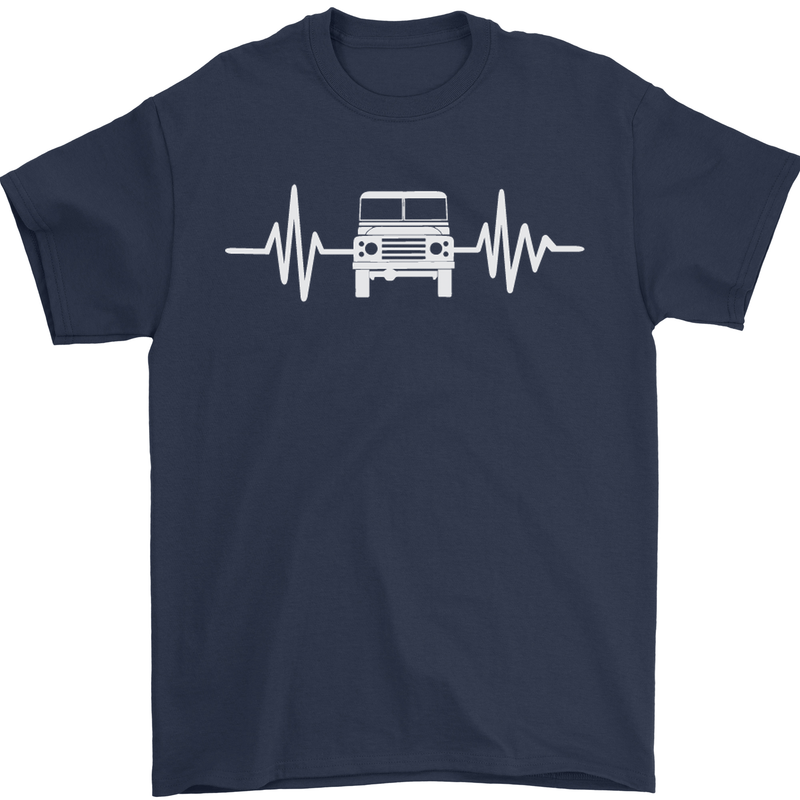 4X4 Heart Beat Pulse Off Road Roading Mens T-Shirt Cotton Gildan Navy Blue