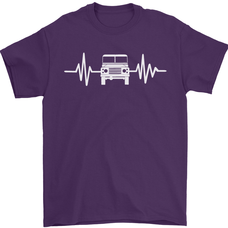 4X4 Heart Beat Pulse Off Road Roading Mens T-Shirt Cotton Gildan Purple