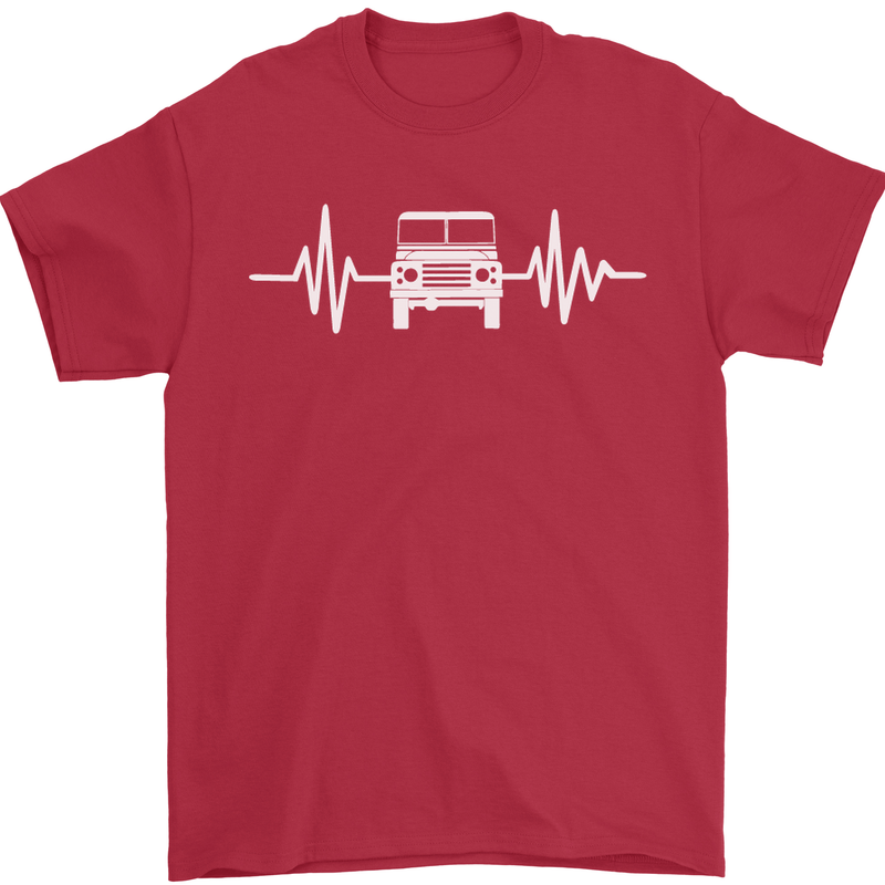 4X4 Heart Beat Pulse Off Road Roading Mens T-Shirt Cotton Gildan Red