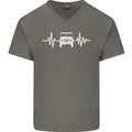 4X4 Heart Beat Pulse Off Road Roading Mens V-Neck Cotton T-Shirt Charcoal