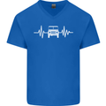 4X4 Heart Beat Pulse Off Road Roading Mens V-Neck Cotton T-Shirt Royal Blue