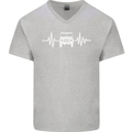 4X4 Heart Beat Pulse Off Road Roading Mens V-Neck Cotton T-Shirt Sports Grey