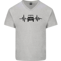 4X4 Heart Beat Pulse Off Road Roading Mens V-Neck Cotton T-Shirt Sports Grey