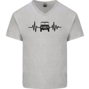 4X4 Heart Beat Pulse Off Road Roading Mens V-Neck Cotton T-Shirt Sports Grey