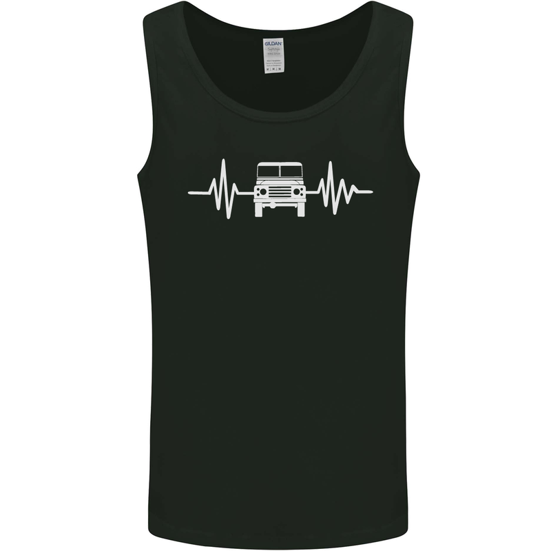 4X4 Heart Beat Pulse Off Road Roading Mens Vest Tank Top Black