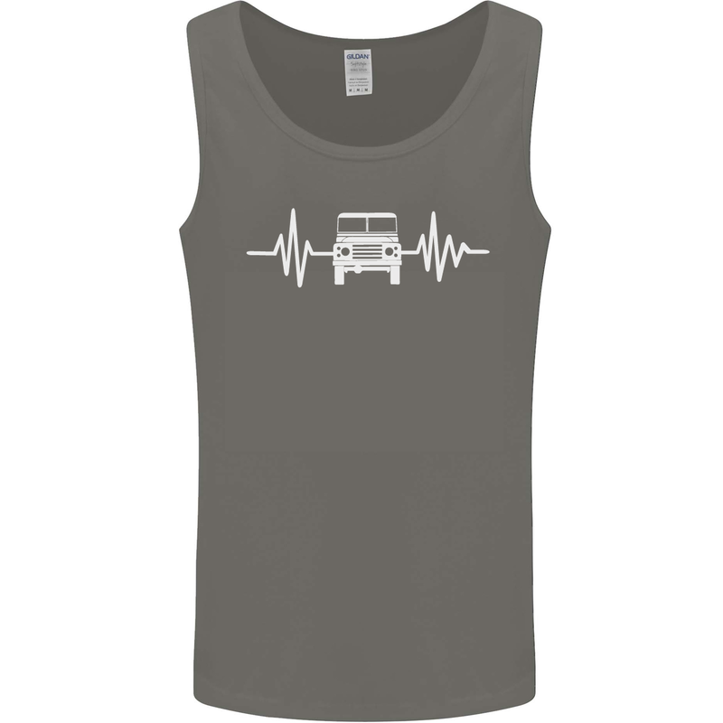 4X4 Heart Beat Pulse Off Road Roading Mens Vest Tank Top Charcoal