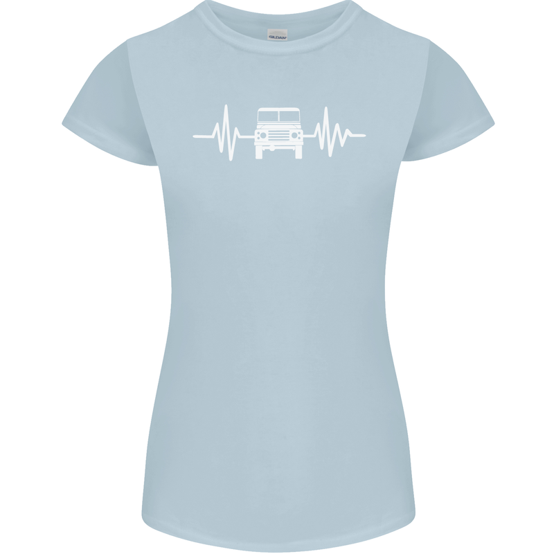 4X4 Heart Beat Pulse Off Road Roading Womens Petite Cut T-Shirt Light Blue