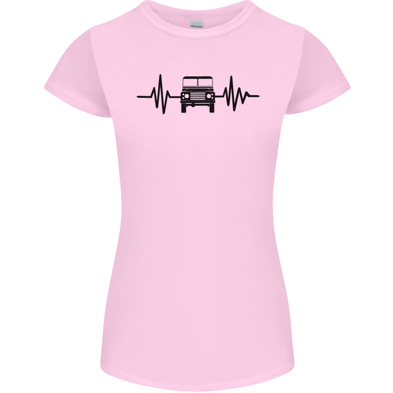 4X4 Heart Beat Pulse Off Road Roading Womens Petite Cut T-Shirt Light Pink