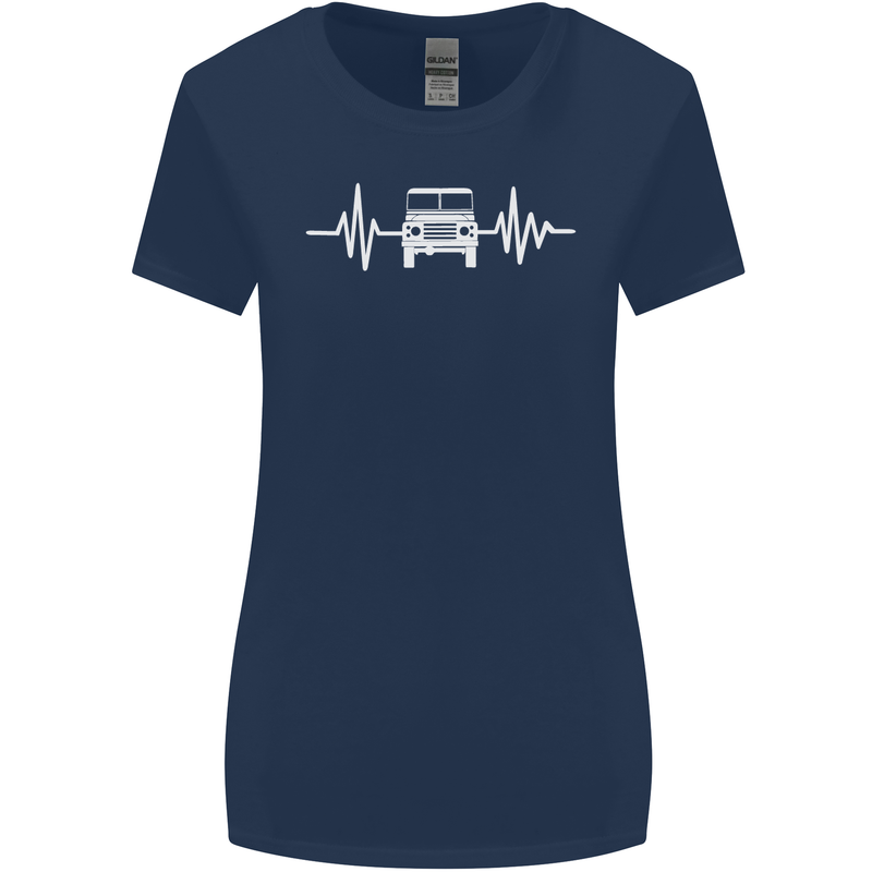 4X4 Heart Beat Pulse Off Road Roading Womens Wider Cut T-Shirt Navy Blue