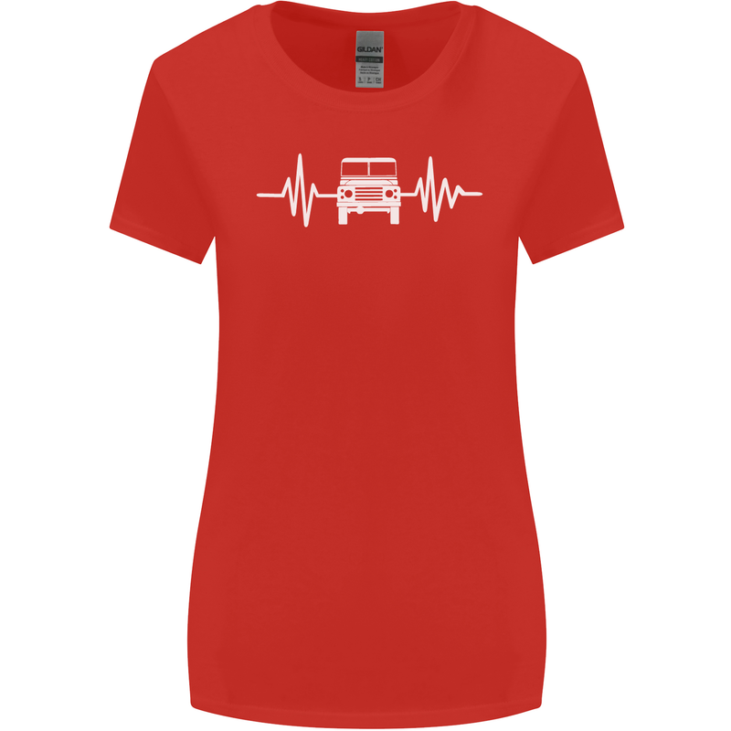 4X4 Heart Beat Pulse Off Road Roading Womens Wider Cut T-Shirt Red