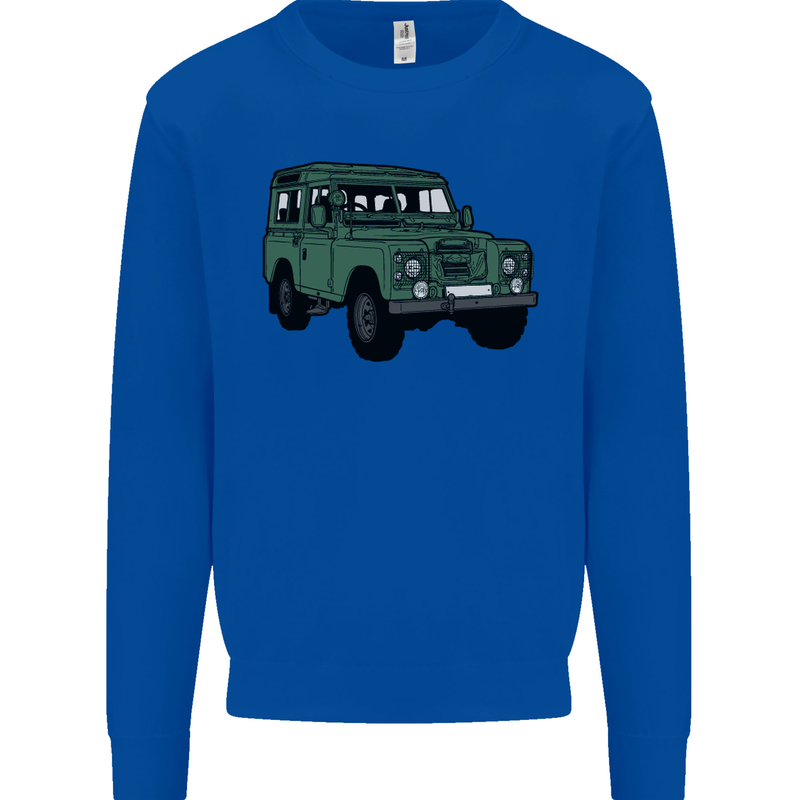4X4 Off Road Roading 4 Wheel Drive Kids Sweatshirt Jumper Royal Blue