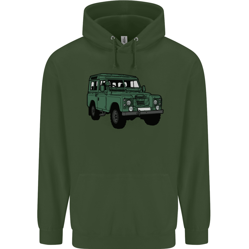 4X4 Off Road Roading 4 Wheel Drive Mens 80% Cotton Hoodie Forest Green