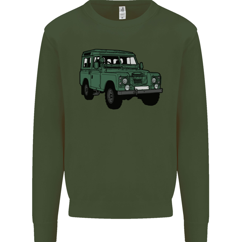 4X4 Off Road Roading 4 Wheel Drive Mens Sweatshirt Jumper Forest Green