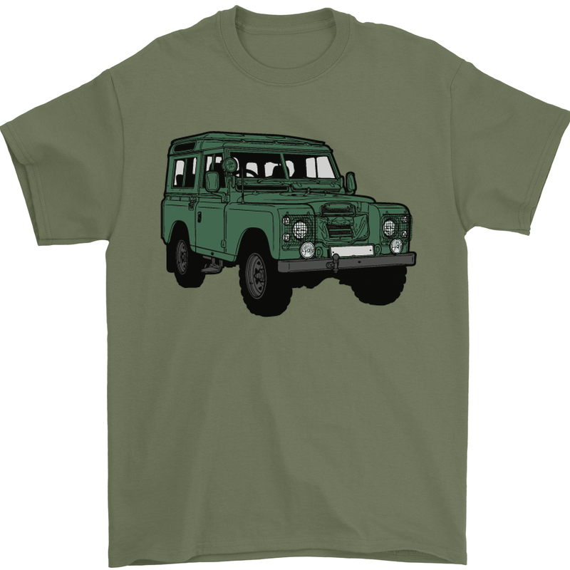 4X4 Off Road Roading 4 Wheel Drive Mens T-Shirt Cotton Gildan Military Green