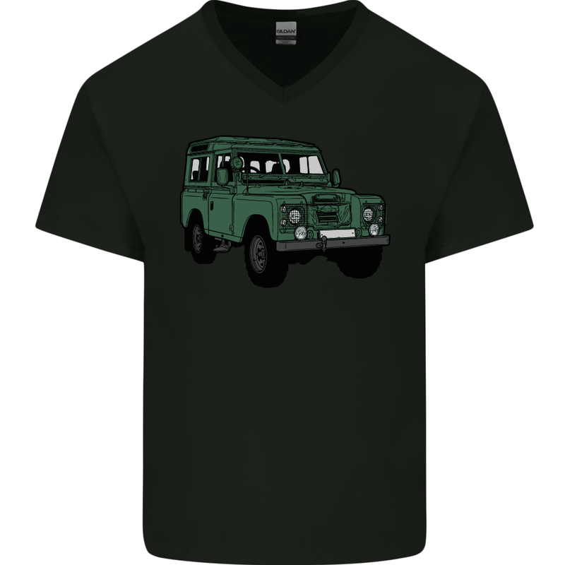 4X4 Off Road Roading 4 Wheel Drive Mens V-Neck Cotton T-Shirt Black