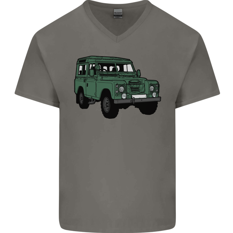 4X4 Off Road Roading 4 Wheel Drive Mens V-Neck Cotton T-Shirt Charcoal